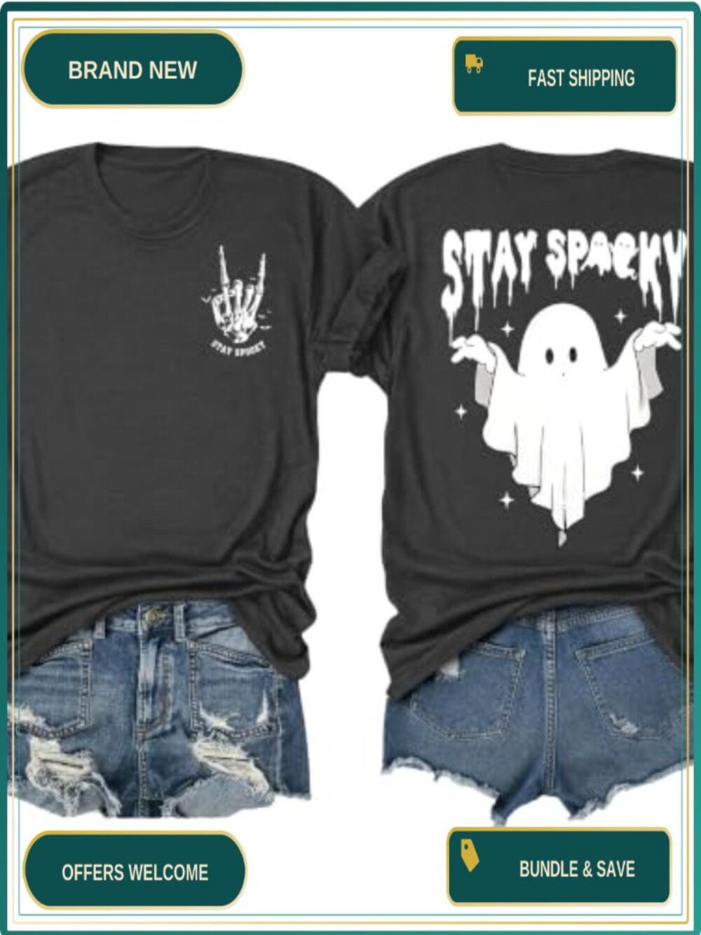 Halloween Shirt Women Spooky Season Ghost Pumpkin Graphic Tee Short Sleeve